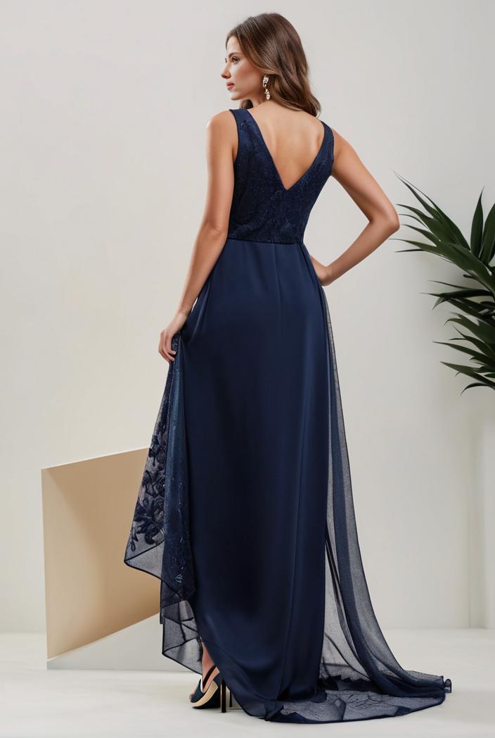 plus size sequin high low deep v neck tulle evening dresses 147055