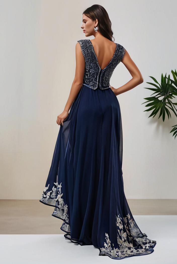 plus size sequin high low deep v neck tulle evening dresses 147057