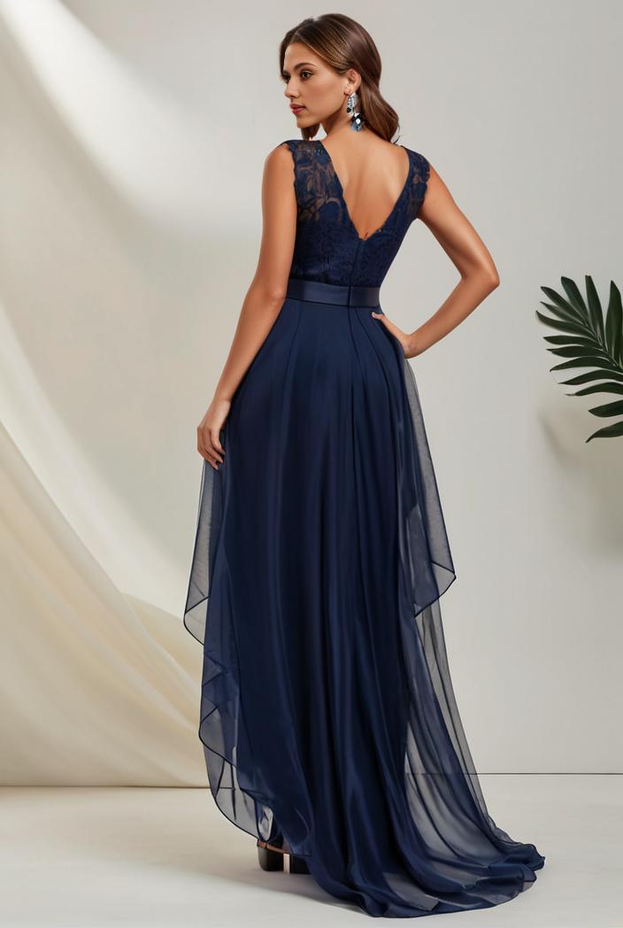plus size sequin high low deep v neck tulle evening dresses 147060