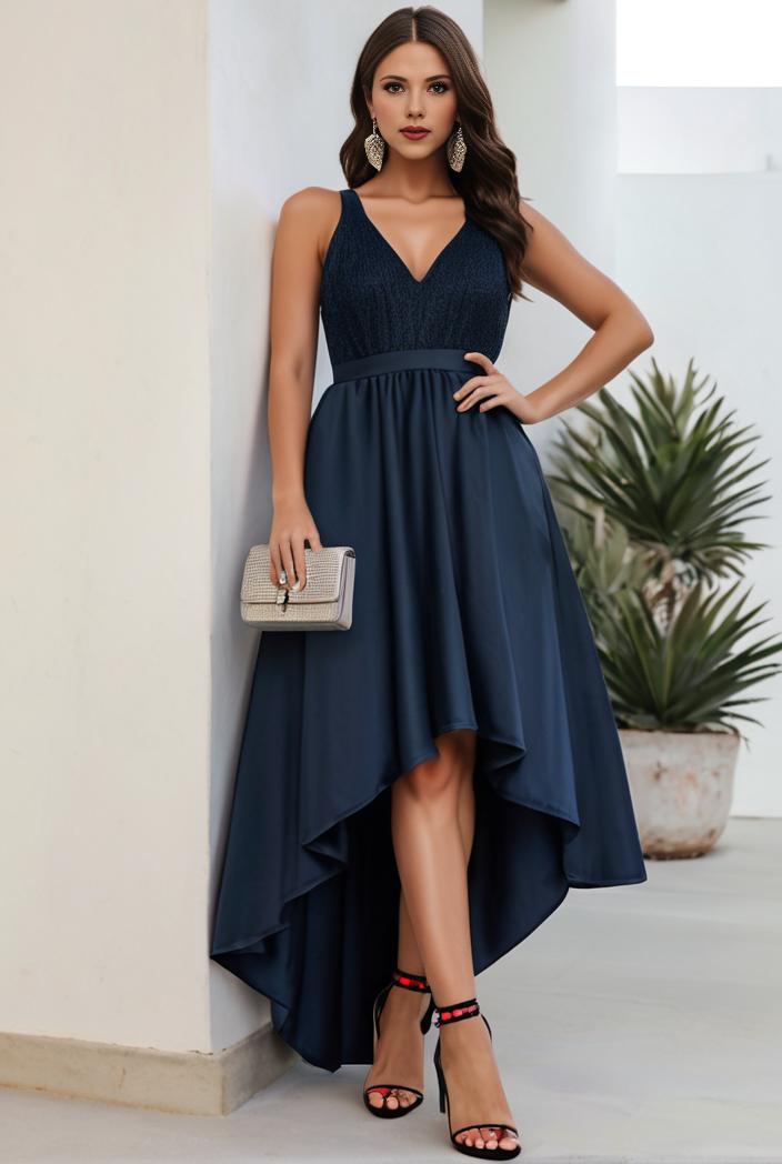 plus size sequin high low deep v neck tulle evening dresses 147080