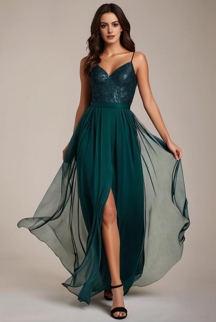 sequin bodice tulle high low evening dress with ribbon waist 120238