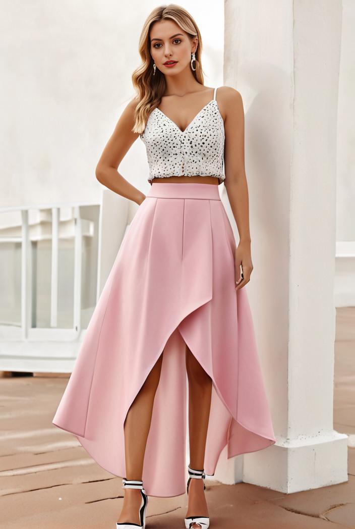 sequin bodice tulle high low evening dress with ribbon waist 120248