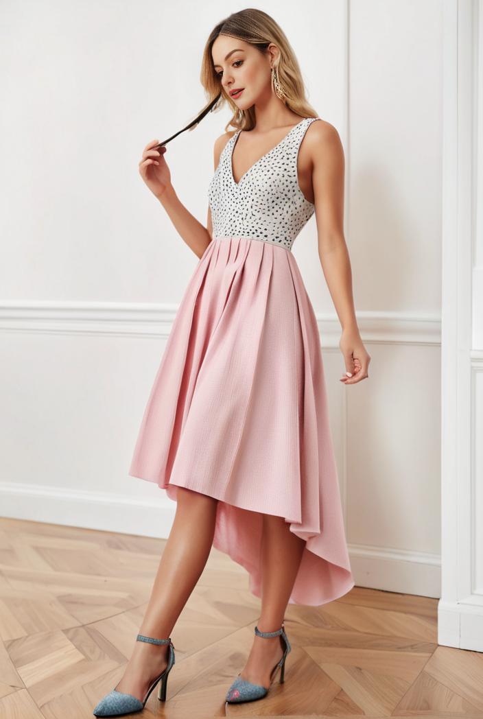 sequin bodice tulle high low evening dress with ribbon waist 120263