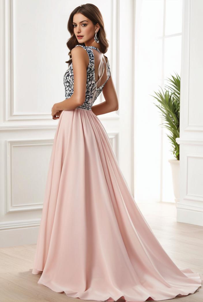 sequin bodice tulle high low evening dress with ribbon waist 120281