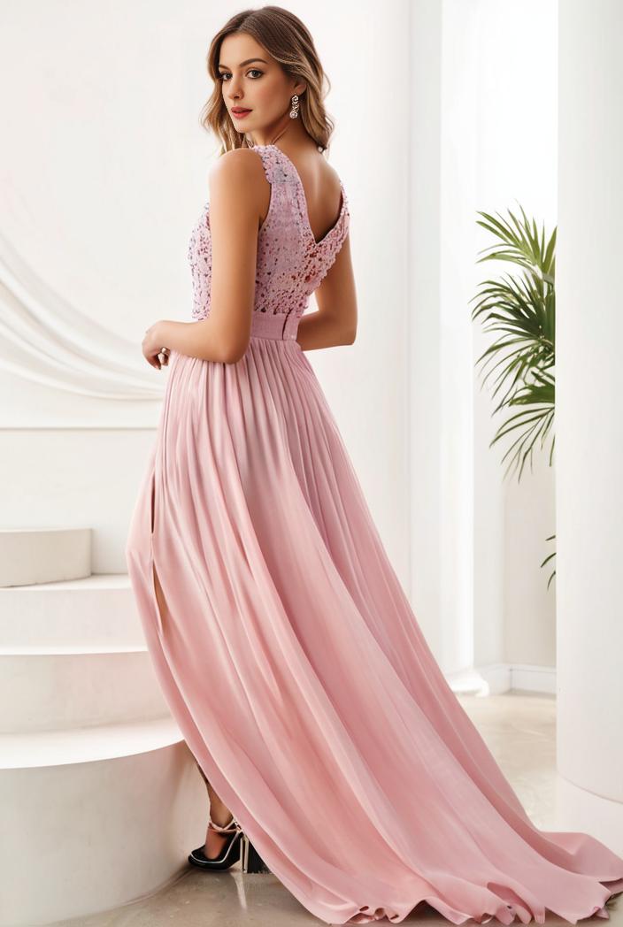 sequin bodice tulle high low evening dress with ribbon waist 120282