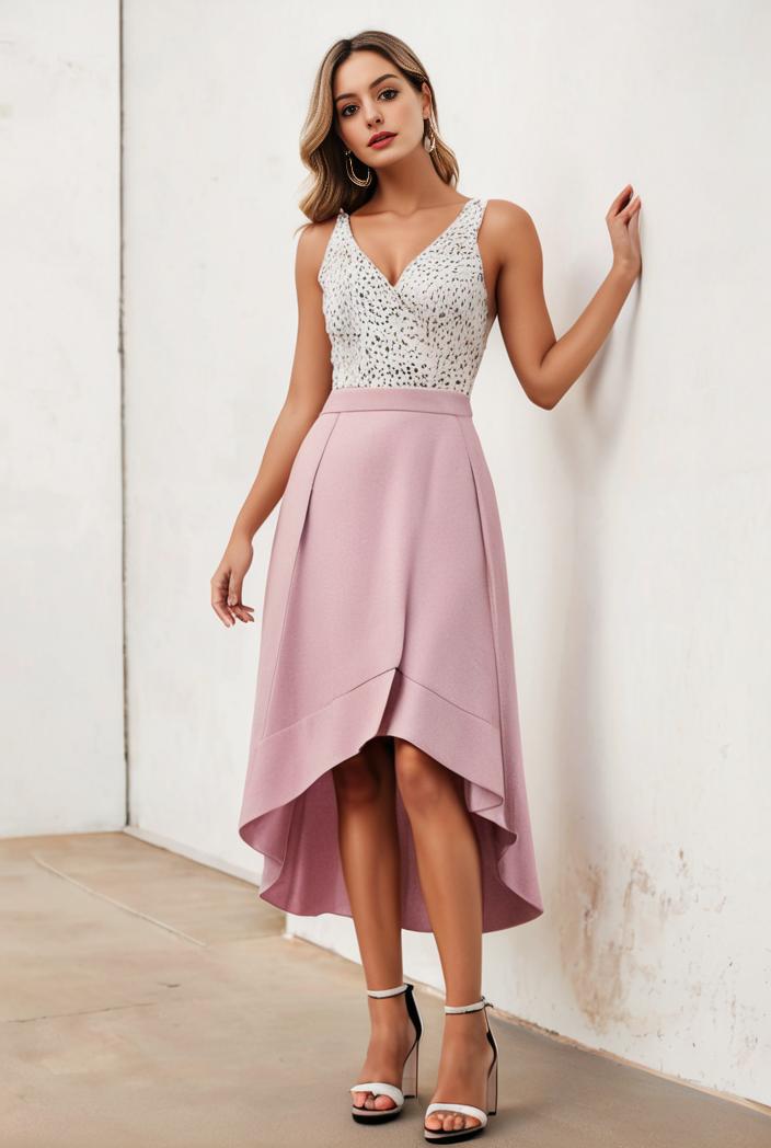 sequin bodice tulle high low evening dress with ribbon waist 120295