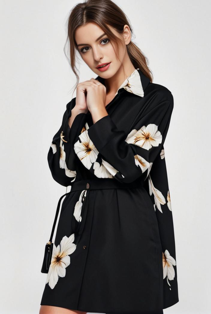 size curve dresses plus size loose elegant floral pattern stitching midi dress 122184