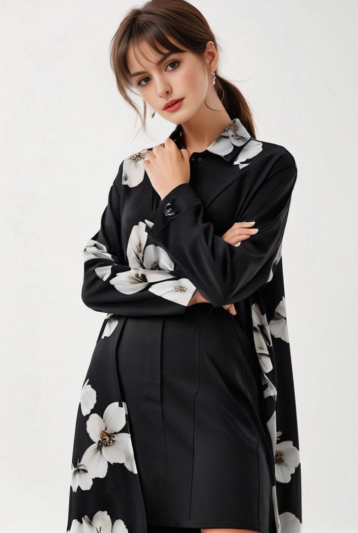size curve dresses plus size loose elegant floral pattern stitching midi dress 122186