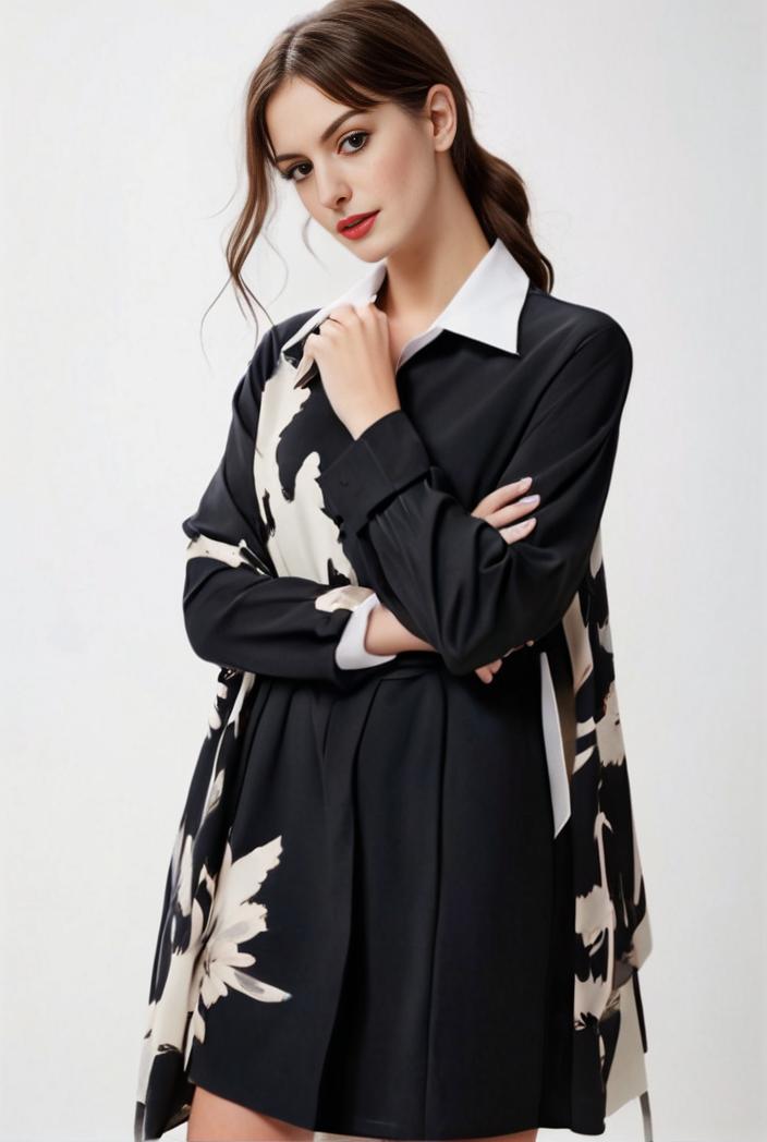 size curve dresses plus size loose elegant floral pattern stitching midi dress 122189