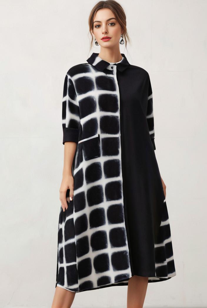 size curve dresses plus size loose elegant floral pattern stitching midi dress 122222