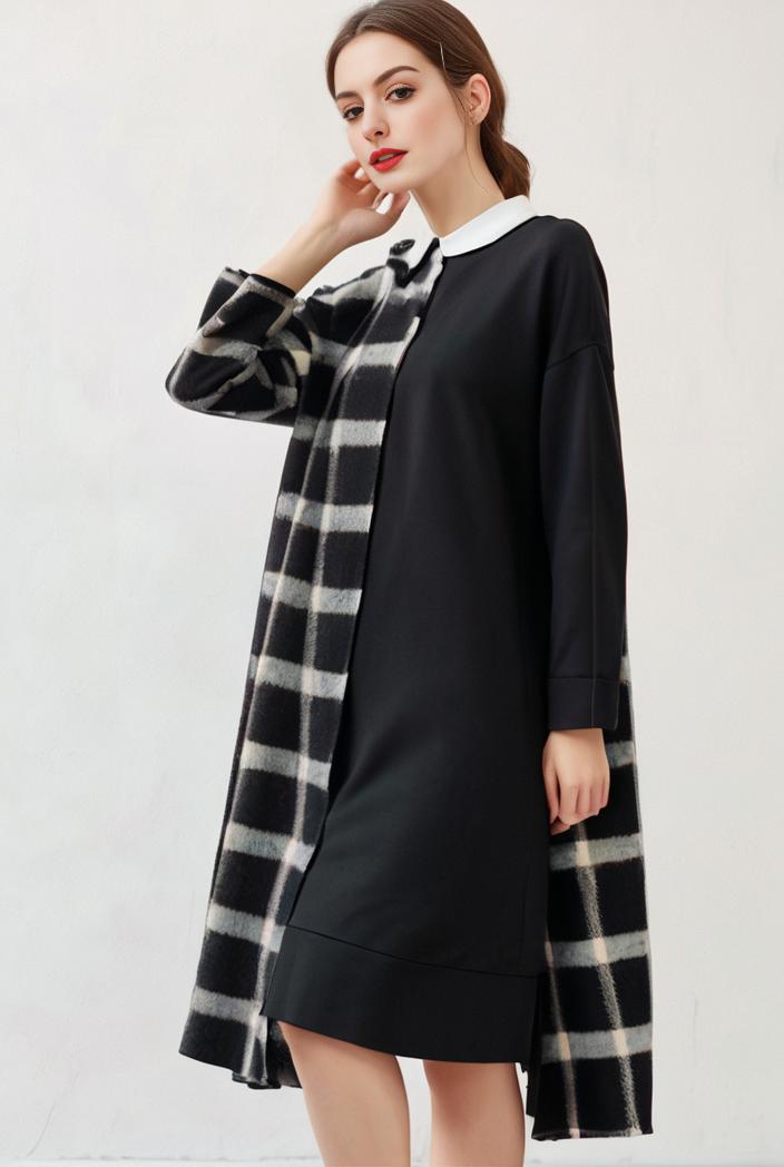 size curve dresses plus size loose elegant floral pattern stitching midi dress 122232