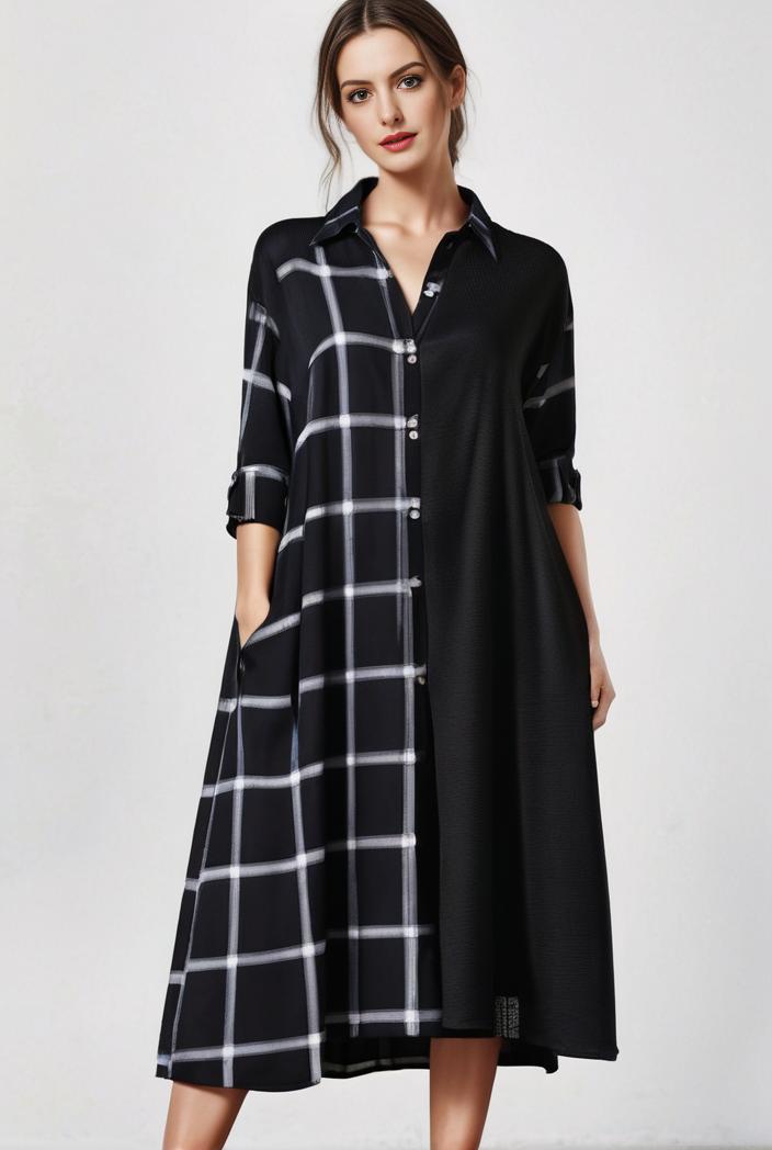 size curve dresses plus size loose elegant floral pattern stitching midi dress 122233