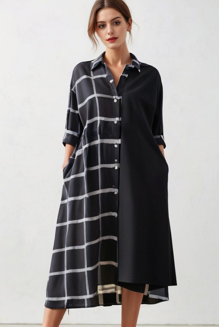 size curve dresses plus size loose elegant floral pattern stitching midi dress 122234