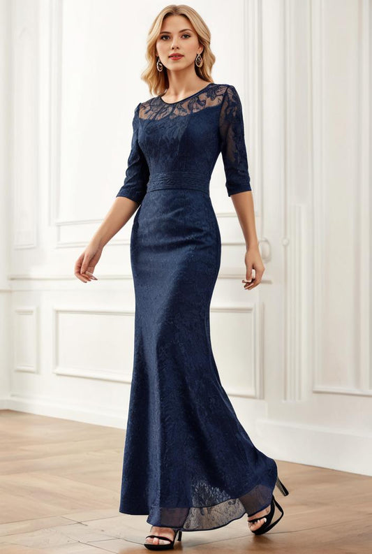 3 4 sleeve bodycon plunging back sequin evening dress 105734