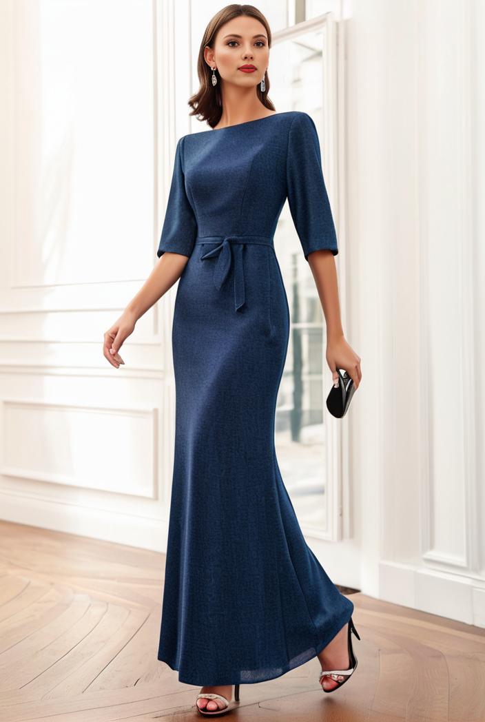 3 4 sleeve bodycon plunging back sequin evening dress 105735