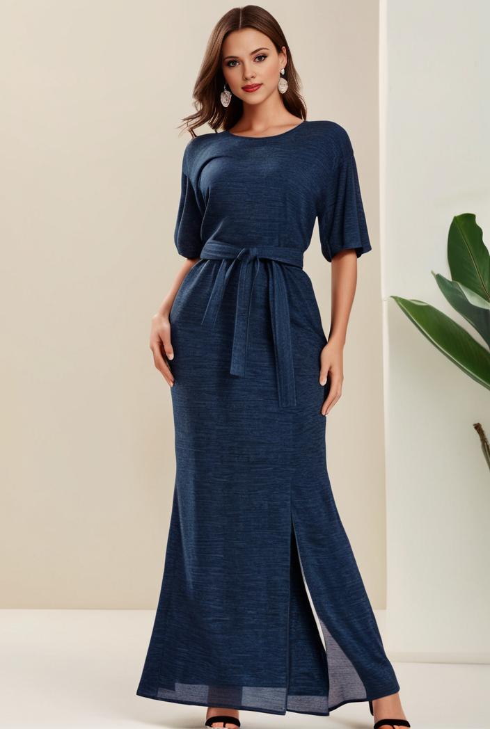 3 4 sleeve bodycon plunging back sequin evening dress 105743