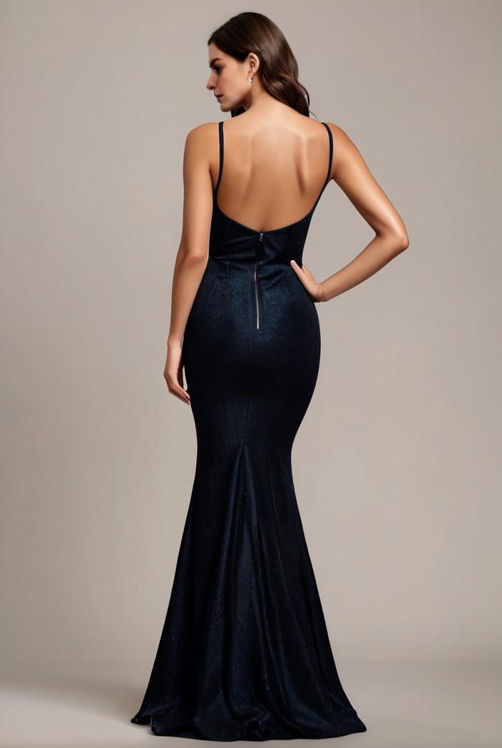 glitter spaghetti strap u veck open back bodycon stretchy evening dress 131798