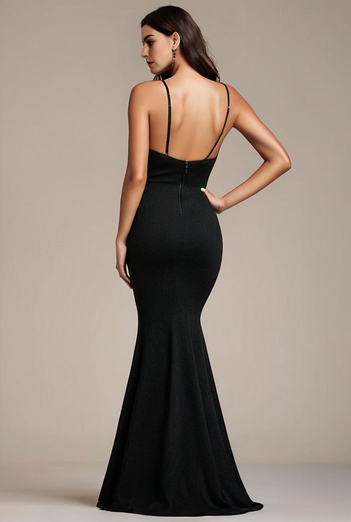 glitter spaghetti strap u veck open back bodycon stretchy evening dress 131800