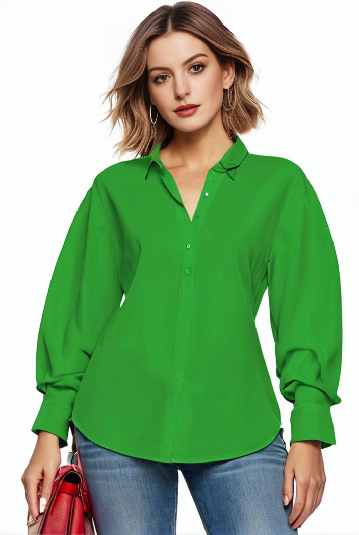 plus size casual blouse women s plus solid button up lantern sleeve turn down collar nipped waist blouse 134712