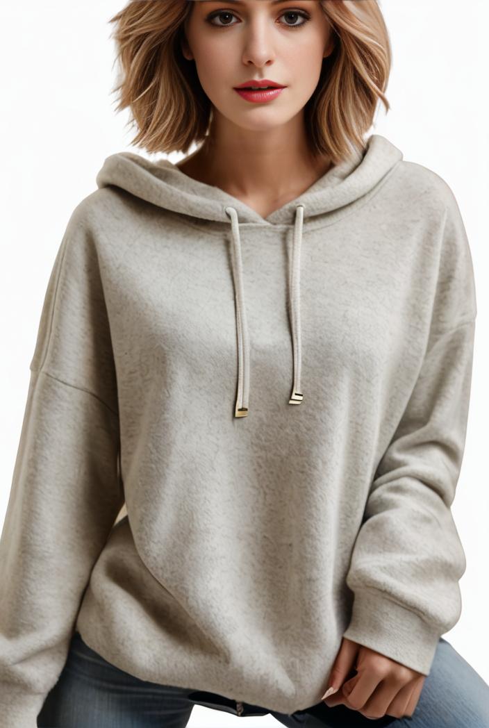 plus size casual hoodie women s plus solid ribbed long sleeve slight stretch hoodie drawstring sweatshirt 134749