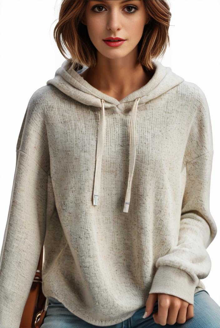plus size casual hoodie women s plus solid ribbed long sleeve slight stretch hoodie drawstring sweatshirt 134750