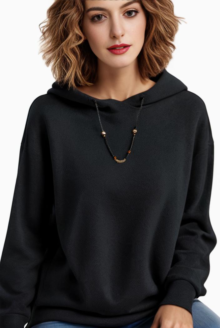 plus size casual hoodie women s plus solid ribbed long sleeve slight stretch hoodie drawstring sweatshirt 134757