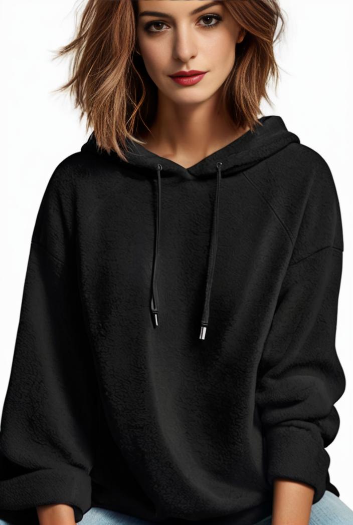 plus size casual hoodie women s plus solid ribbed long sleeve slight stretch hoodie drawstring sweatshirt 134758