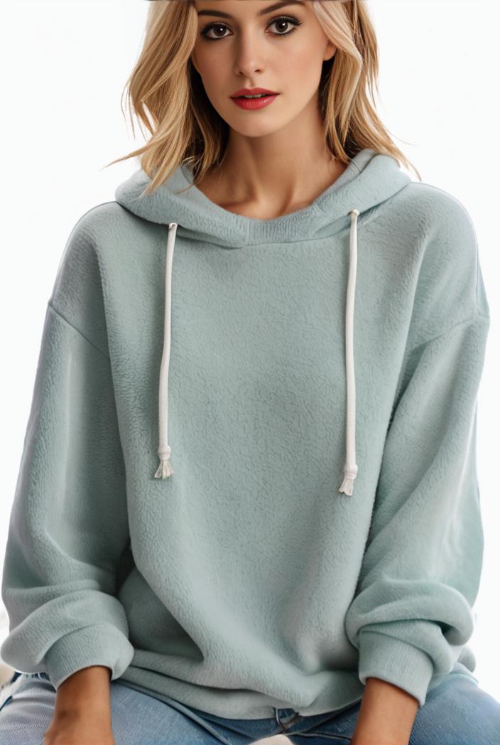 plus size casual hoodie women s plus solid ribbed long sleeve slight stretch hoodie drawstring sweatshirt 134770