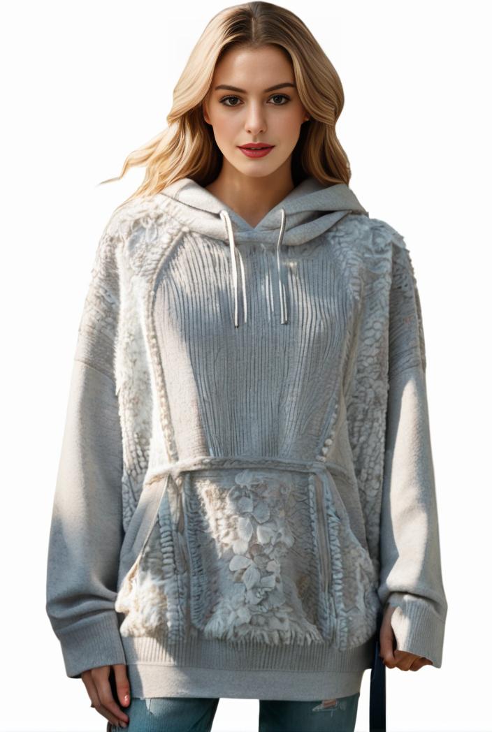 plus size casual hoodie women s plus solid ribbed long sleeve slight stretch hoodie drawstring sweatshirt 134782