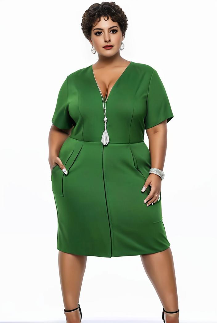 plus size faith letter print short sleeve midi dress with pockets women s plus slight stretch casual dress 135059