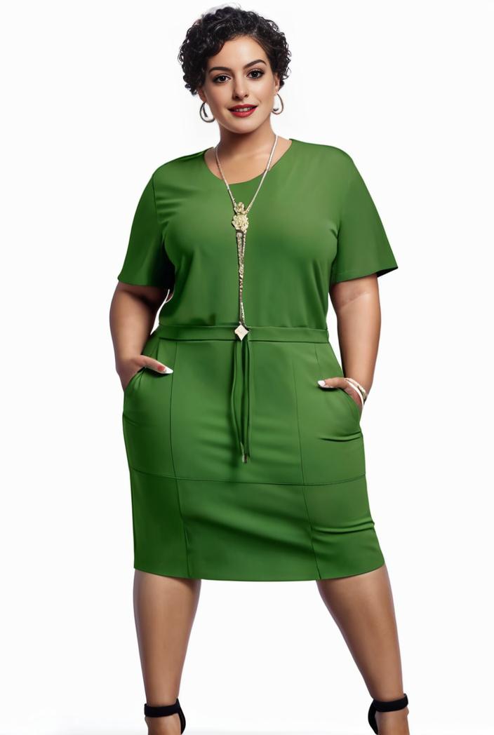 plus size faith letter print short sleeve midi dress with pockets women s plus slight stretch casual dress 135064