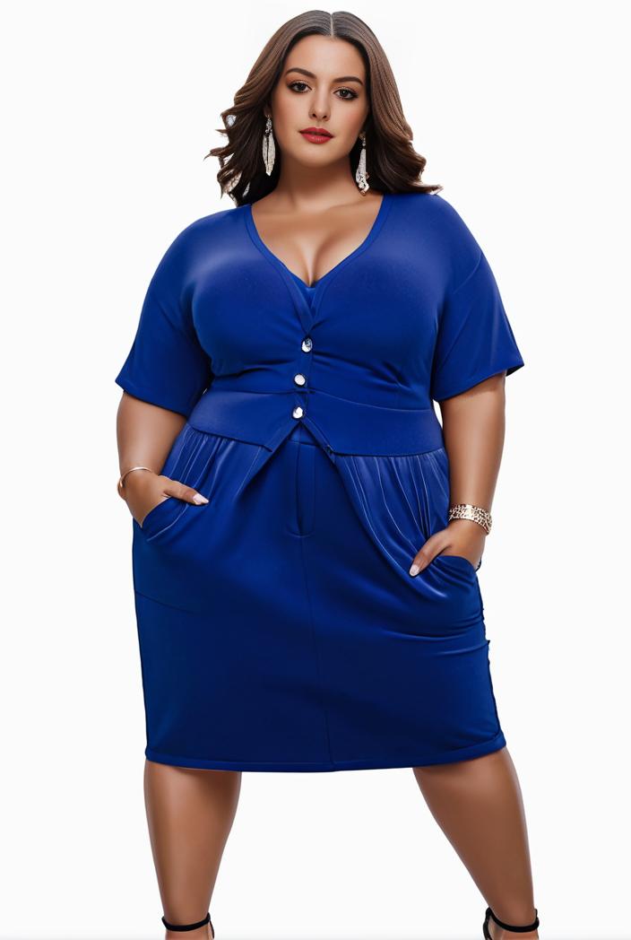 plus size faith letter print short sleeve midi dress with pockets women s plus slight stretch casual dress 135077