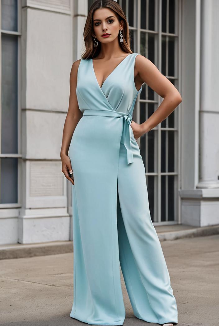 plus size shiny v neck side slit formal evening dress 137249