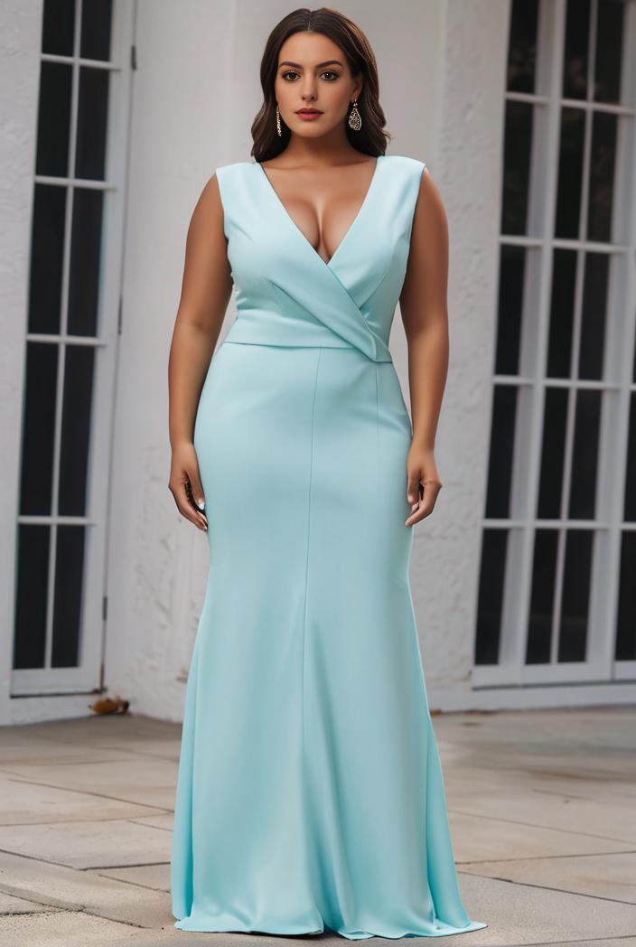 plus size shiny v neck side slit formal evening dress 137257