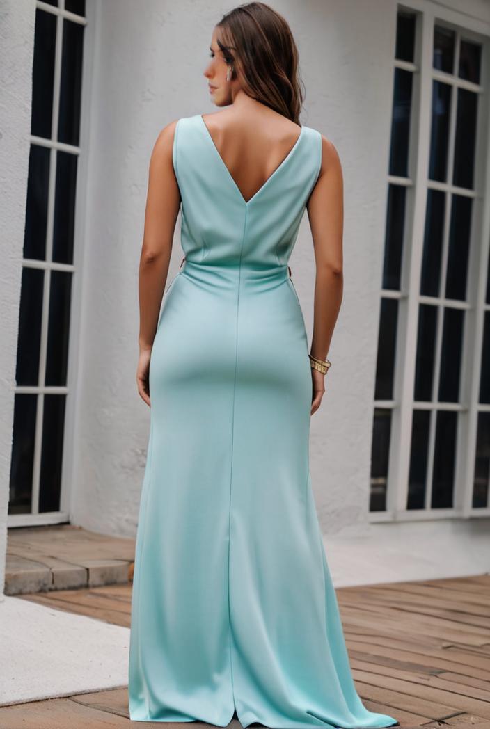 plus size shiny v neck side slit formal evening dress 137261
