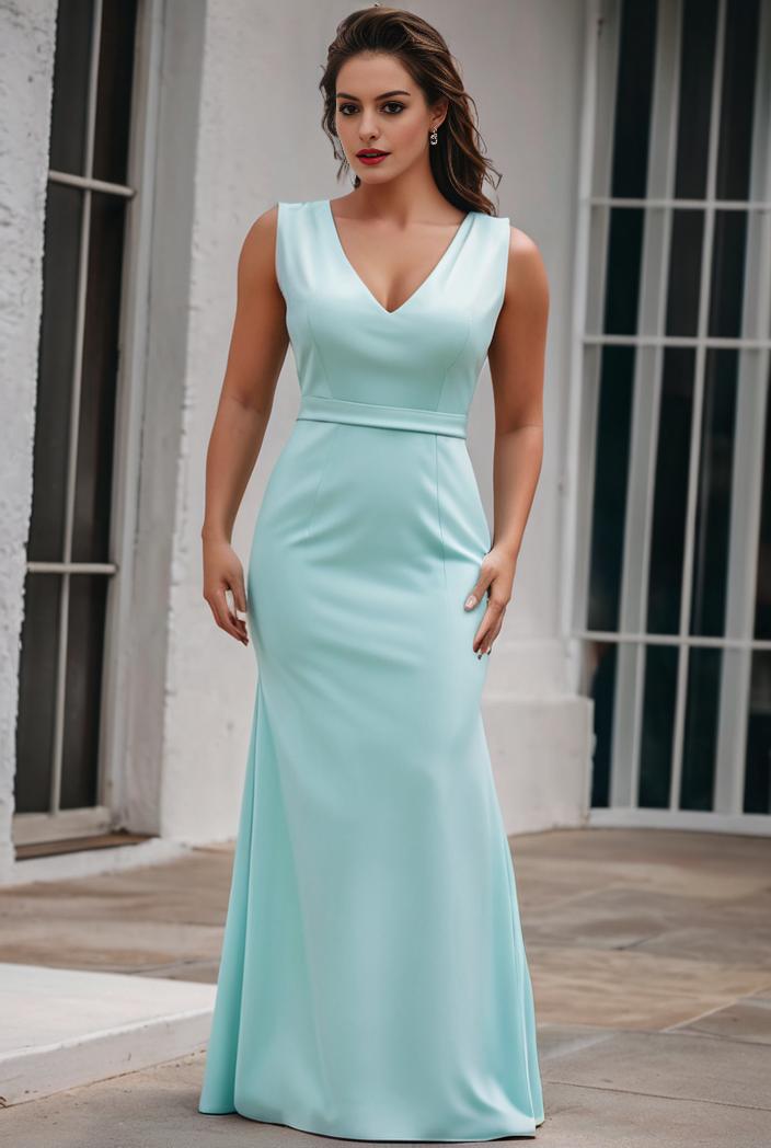 plus size shiny v neck side slit formal evening dress 137263