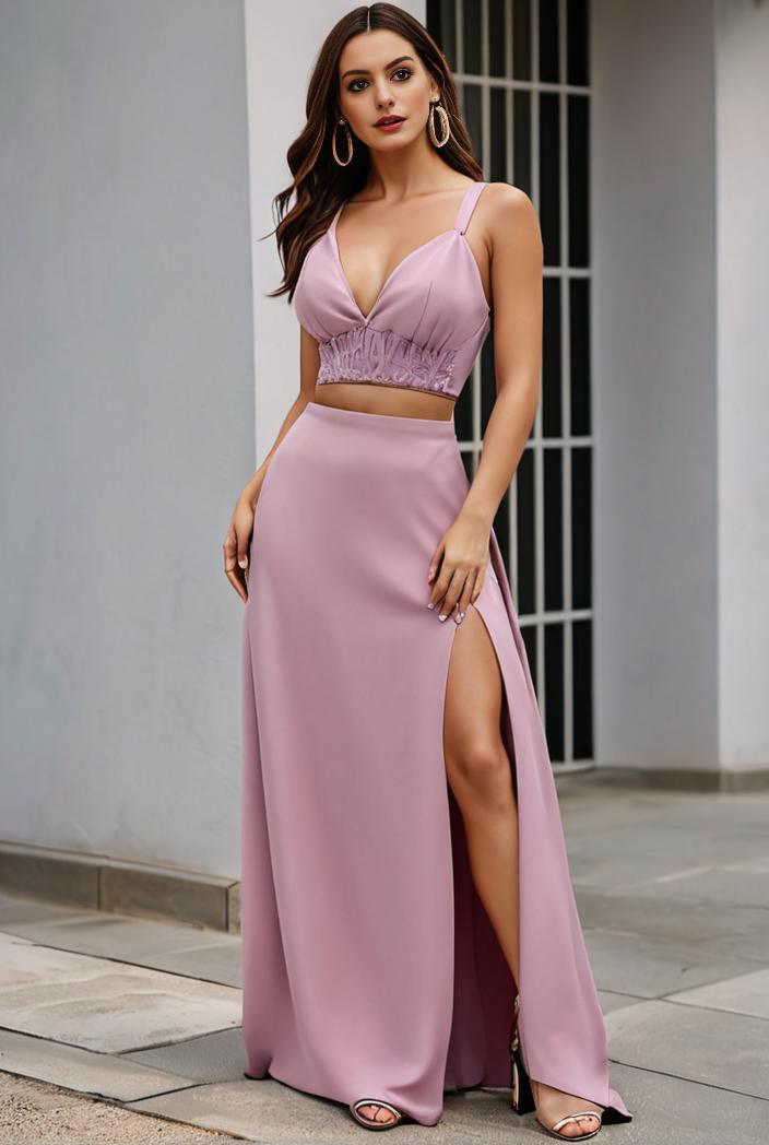 plus size shiny v neck side slit formal evening dress 137265