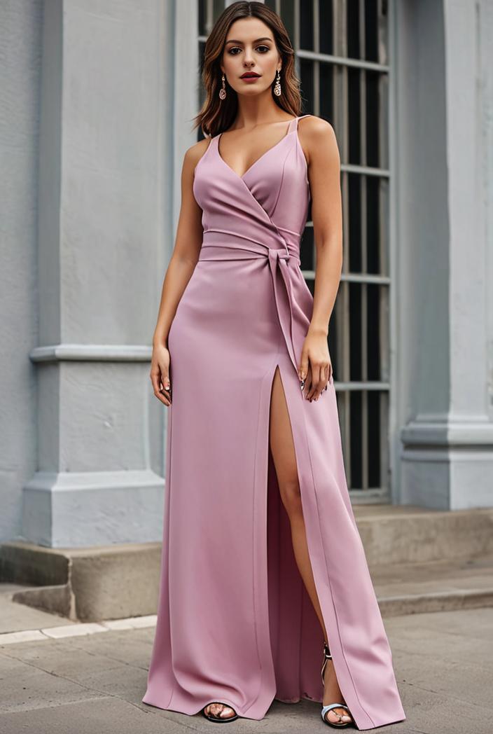 plus size shiny v neck side slit formal evening dress 137266