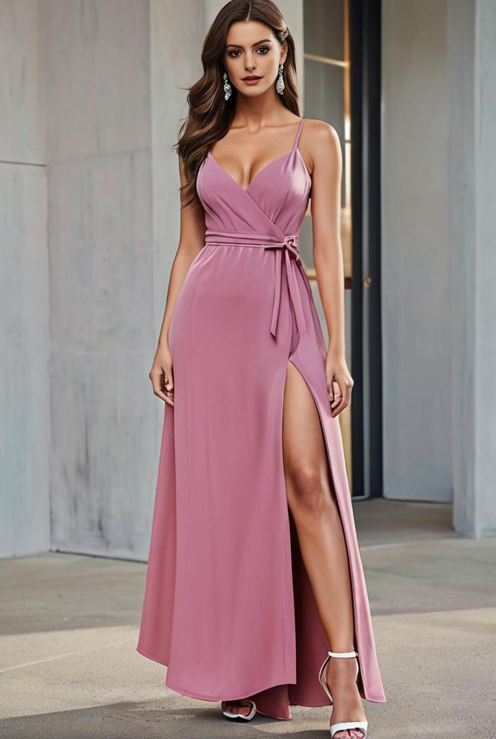 plus size shiny v neck side slit formal evening dress 137270