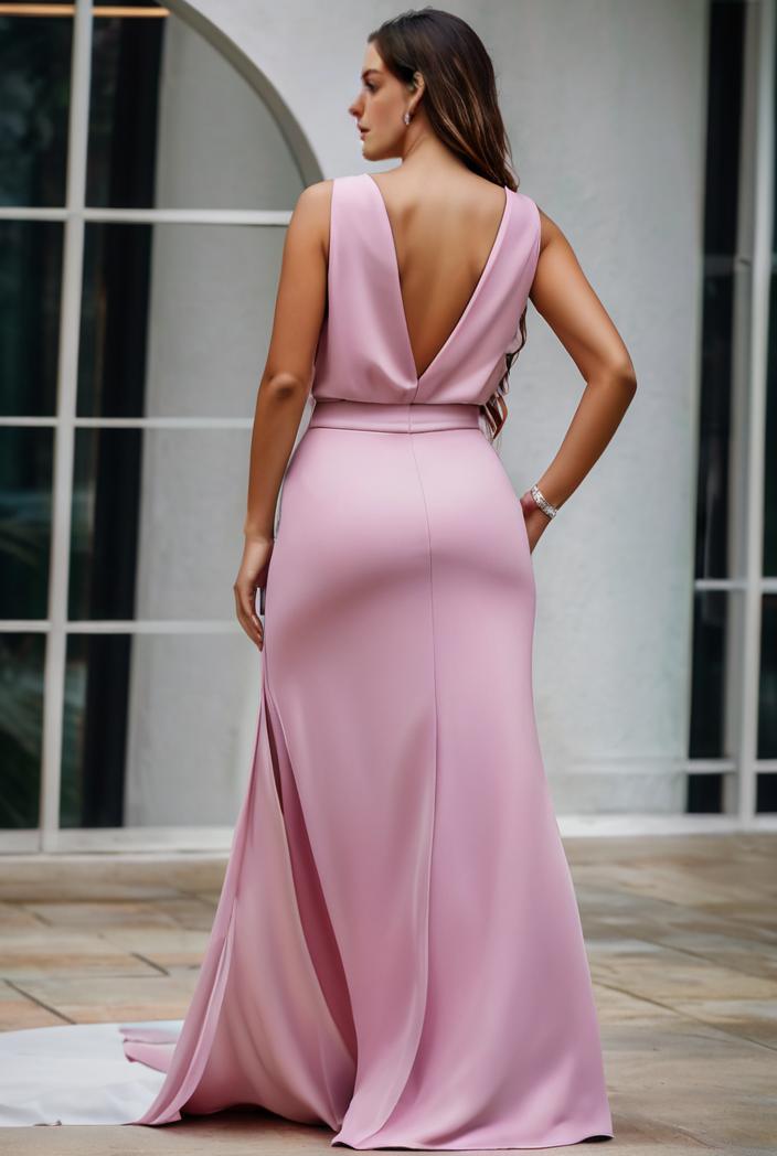 plus size shiny v neck side slit formal evening dress 137279