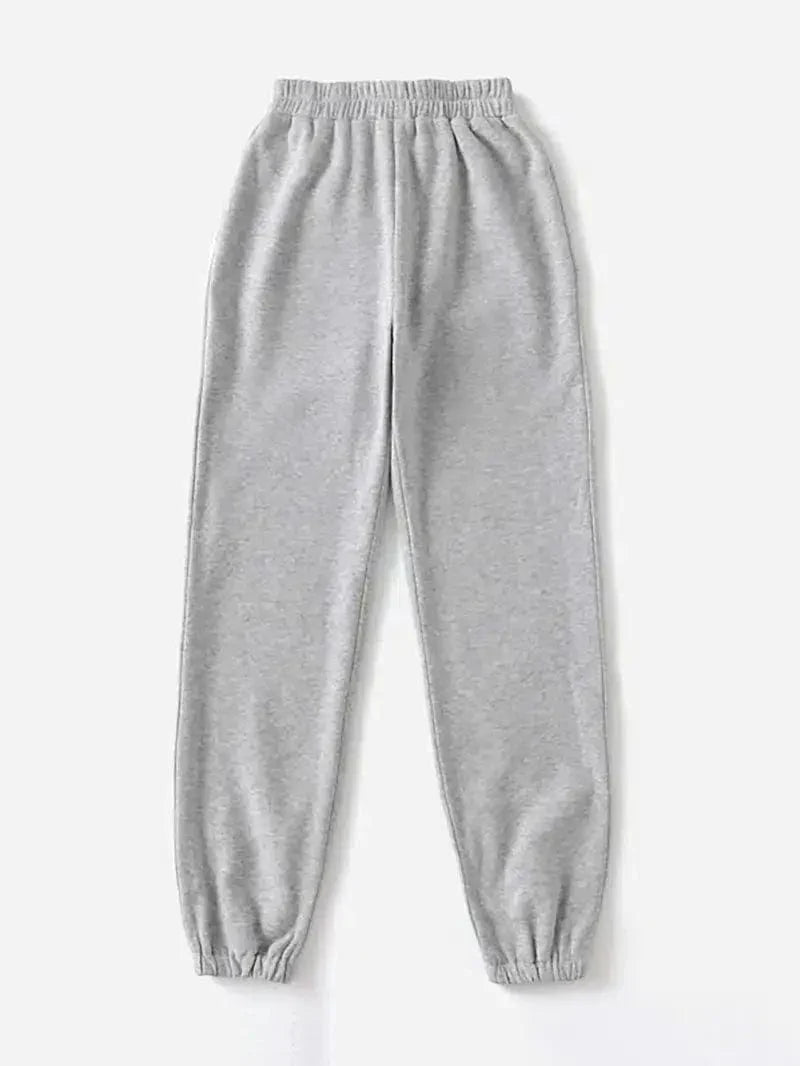Solid Elastic High Waist Women's Sweatpants