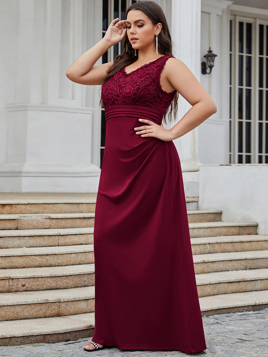 Elegant Plus Size V Neck Fishtail Evening Gown