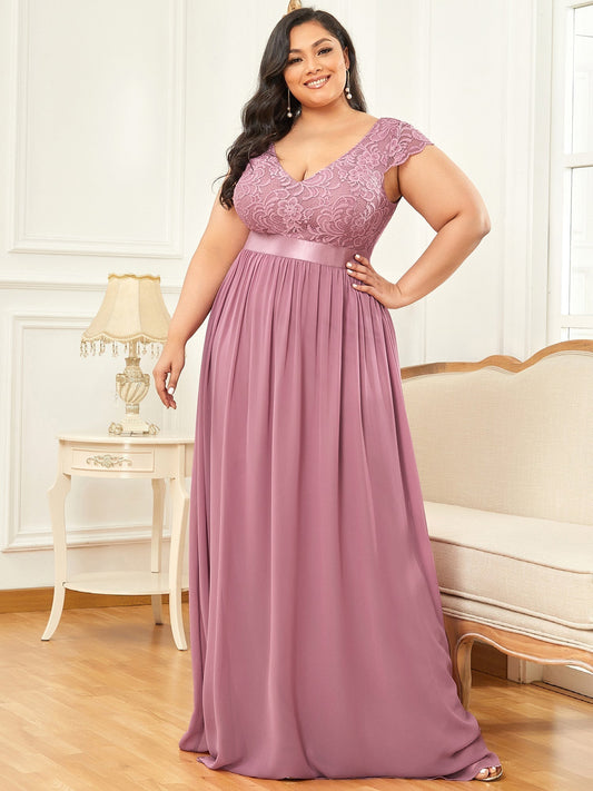 A-line Deep V-neck Bridesmaid Dress with Sleeves