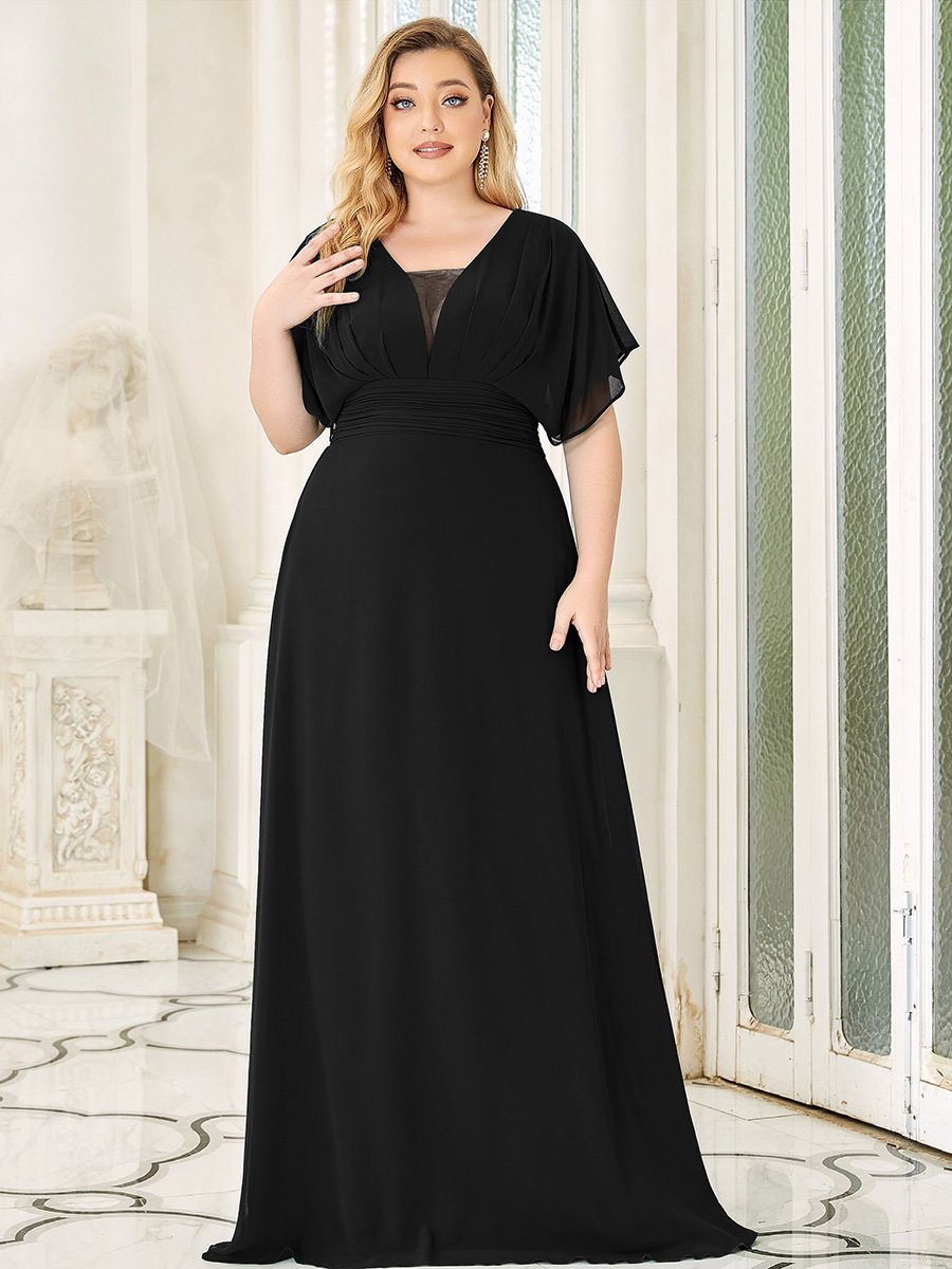 A-Line Chiffon Plus Size Empire Waist Evening Dress