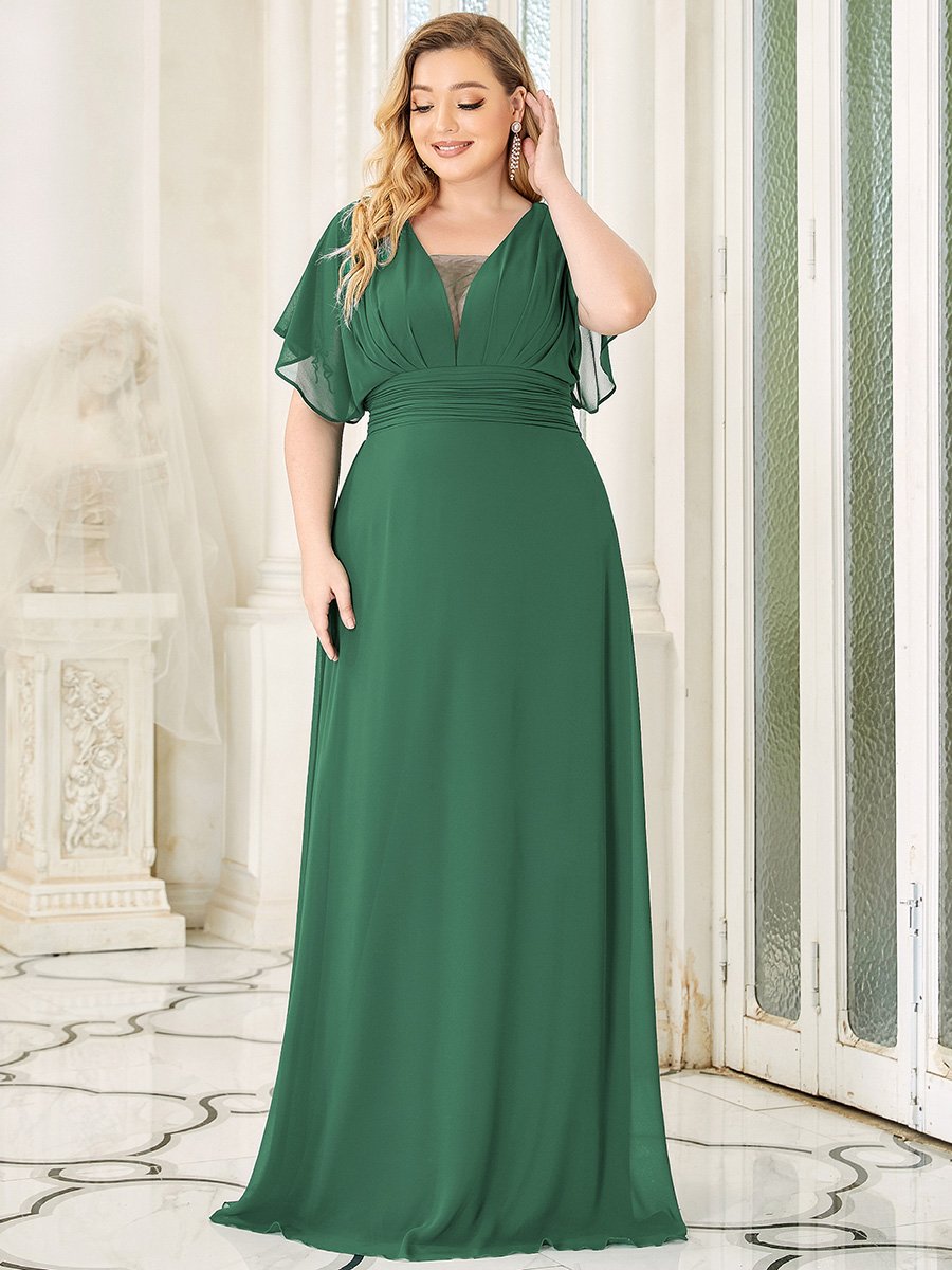 A-Line Chiffon Plus Size Empire Waist Evening Dress
