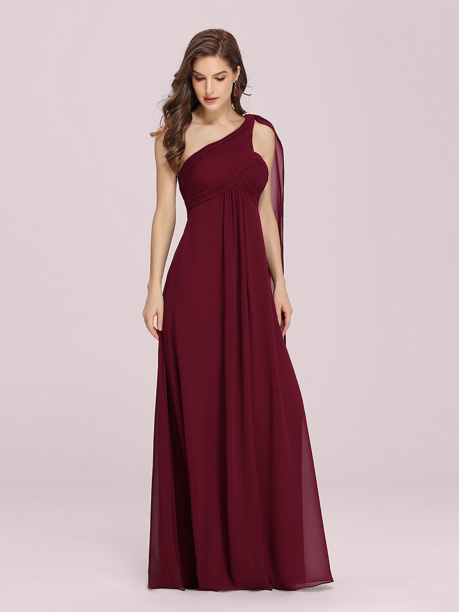 Elegant One Shoulder Chiffon Ruffles Evening Gown
