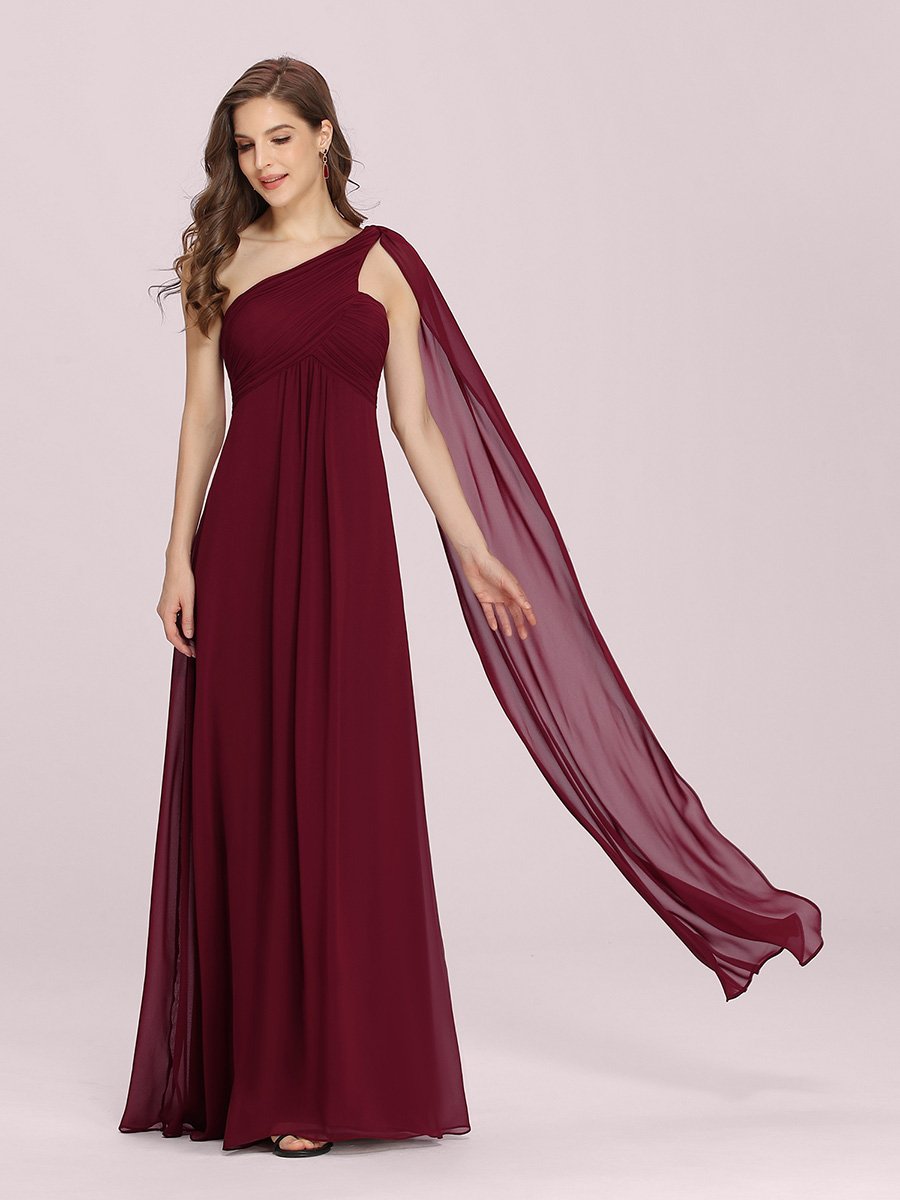 Elegant One Shoulder Chiffon Ruffles Evening Gown