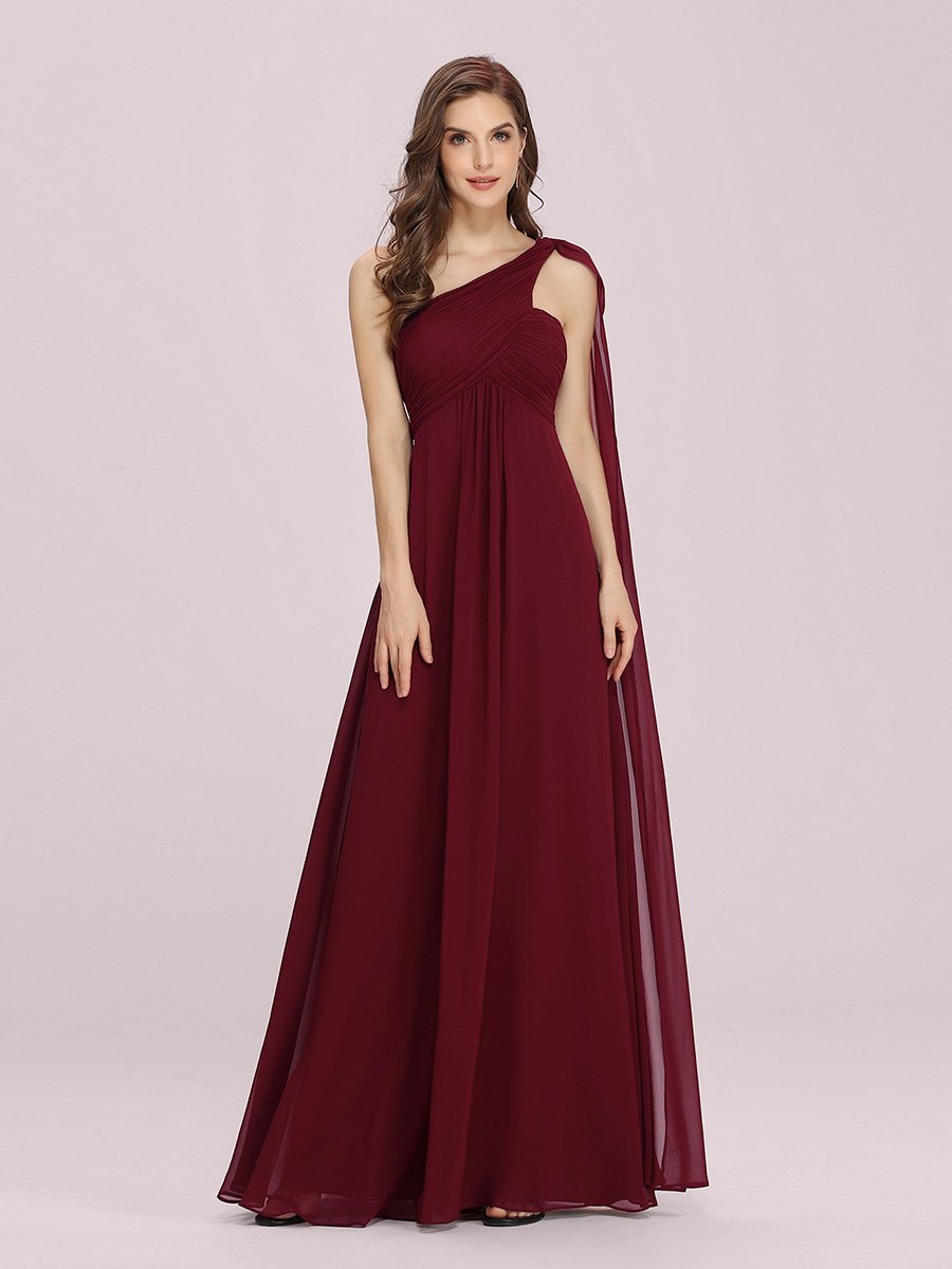 Elegant One Shoulder Chiffon Ruffles Evening Gown