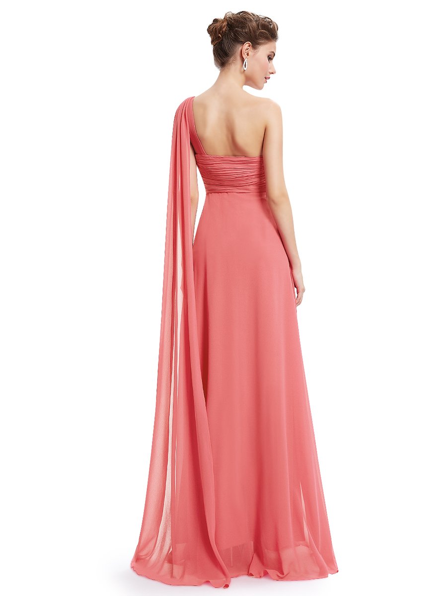 Elegant One Shoulder Chiffon Ruffles Evening Gown
