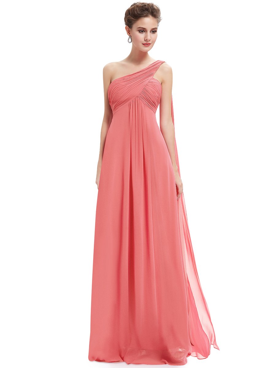 Elegant One Shoulder Chiffon Ruffles Evening Gown